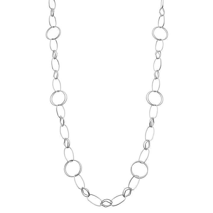 Chaps Textured Geometric Link Long Necklace, Women's, Silver