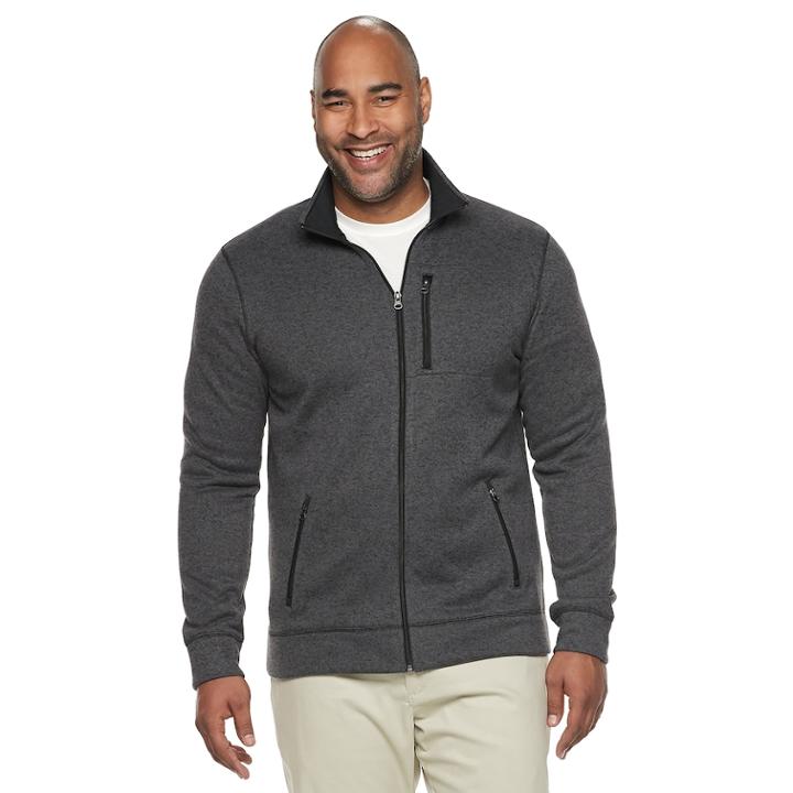Big & Tall Sonoma Goods For Life&trade; Modern-fit Supersoft Sweater Fleece Full-zip Jacket, Men's, Size: Xl Tall, Dark Grey