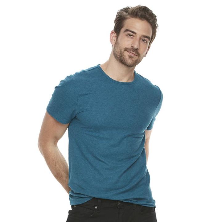 Men's Marc Anthony Slim-fit Luxury+ Textured Pique Tee, Size: Medium, Turquoise/blue (turq/aqua)