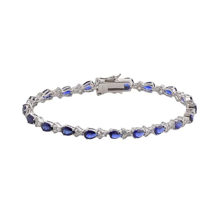 Sterling Silver Lab-created Blue And White Sapphire Tennis Bracelet, Women's, Size: 7.5