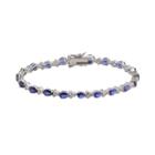 Sterling Silver Lab-created Blue And White Sapphire Tennis Bracelet, Women's, Size: 7.5