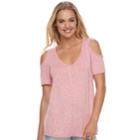 Juniors' So&reg; Knit Cold-shoulder Tee, Teens, Size: Medium, Med Pink