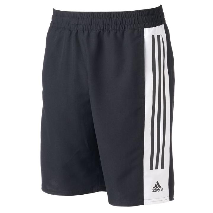 Men's Adidas Colorblock Microfiber Volley Swim Trunks, Size: Xl, Black