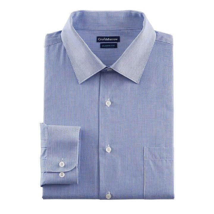 Big & Tall Croft & Barrow&reg; Fitted Stretch-collar Dress Shirt And Patterned Tie Boxed Set, Men's, Size: 21 34/5b, Blue