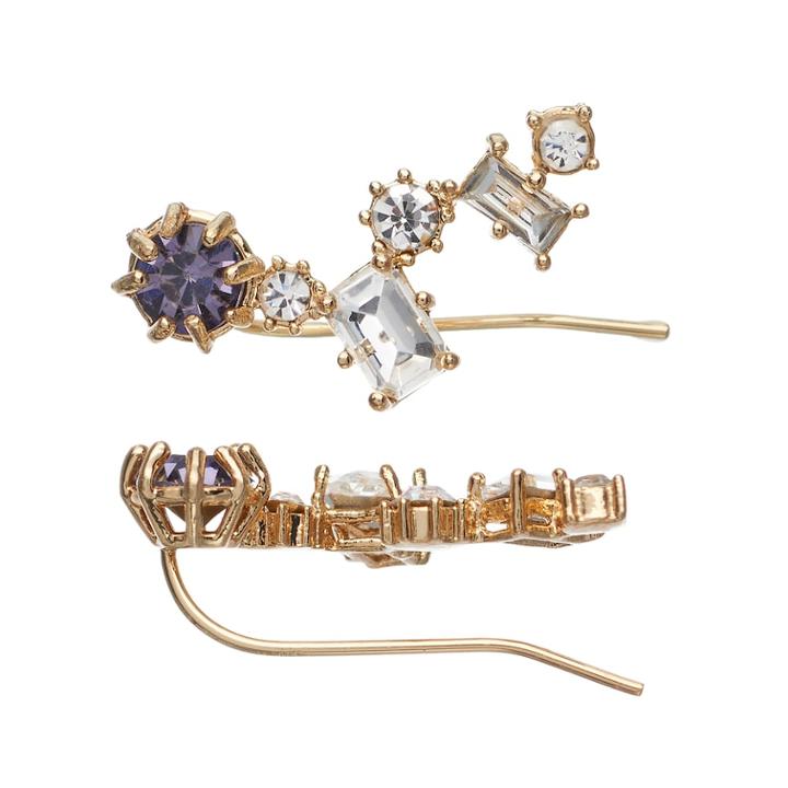 Lc Lauren Conrad Geometric Cluster Nickel Free Climber Earrings, Women's, Blue