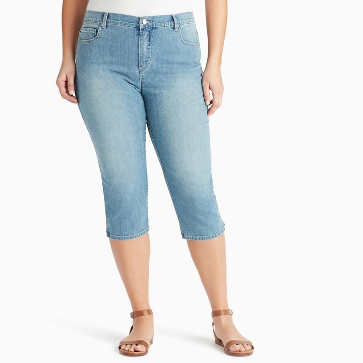 Plus Size Gloria Vanderbilt Amanda Twill Capris, Women's, Size: 24 W, Dark Blue
