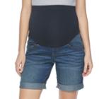Maternity A:glow Belly Panel Bermuda Jean Shorts, Women's, Size: 12-mat, Med Blue