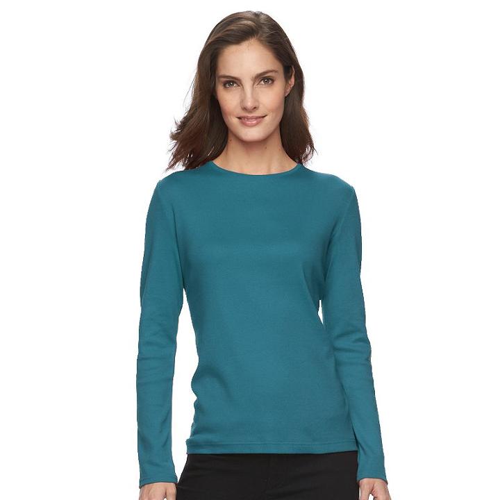 Women's Croft & Barrow&reg; Classic Crewneck Tee, Size: Small, Dark Blue