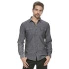 Men's Marc Anthony Slim-fit Linen-blend Textured Button-down Shirt, Size: Large, Grey