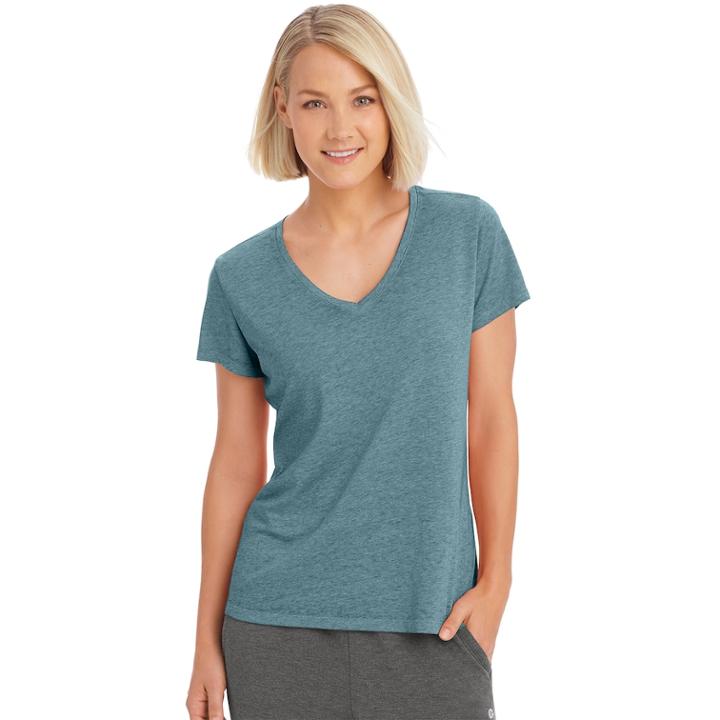 Women's Champion Authentic Burnout Short Sleeve Tee, Size: Medium, Aqua Tonic