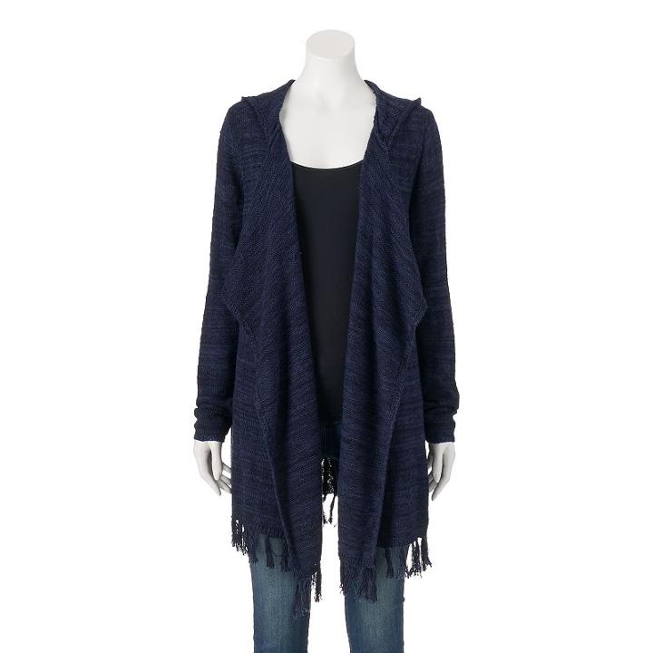 Women's Sonoma Goods For Life&trade; Hooded Marled Cardigan, Size: Medium, Blue (navy)