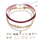 Mudd&reg; Owl Choker Necklace & Heart Stud Earring Set, Women's, Dark Red
