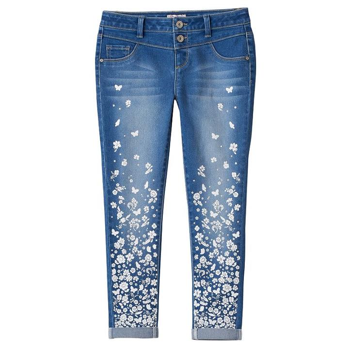 Girls 7-16 So&reg; Standout Stretchy Rolled Cuff Ankle Pants, Girl's, Size: 7, Med Blue