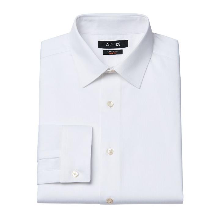 Men's Apt. 9&reg; Slim-fit Dobby Textured Easy-care Dress Shirts, Size: 17 36/37, White