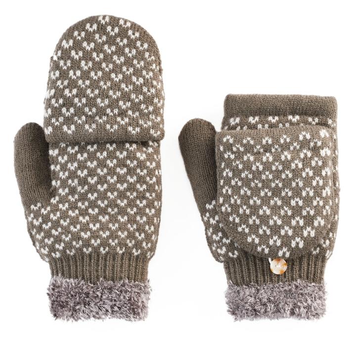 Sonoma Goods For Life&trade; Women's Bird's-eye Convertible Flip-top Mittens, Grey (charcoal)