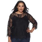 Plus Size Apt. 9&reg; Floral Lace Top, Women's, Size: 4xl, Black
