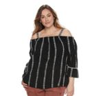 Plus Size Sonoma Goods For Life&trade; Printed Cold-shoulder Top, Women's, Size: 3xl, Black