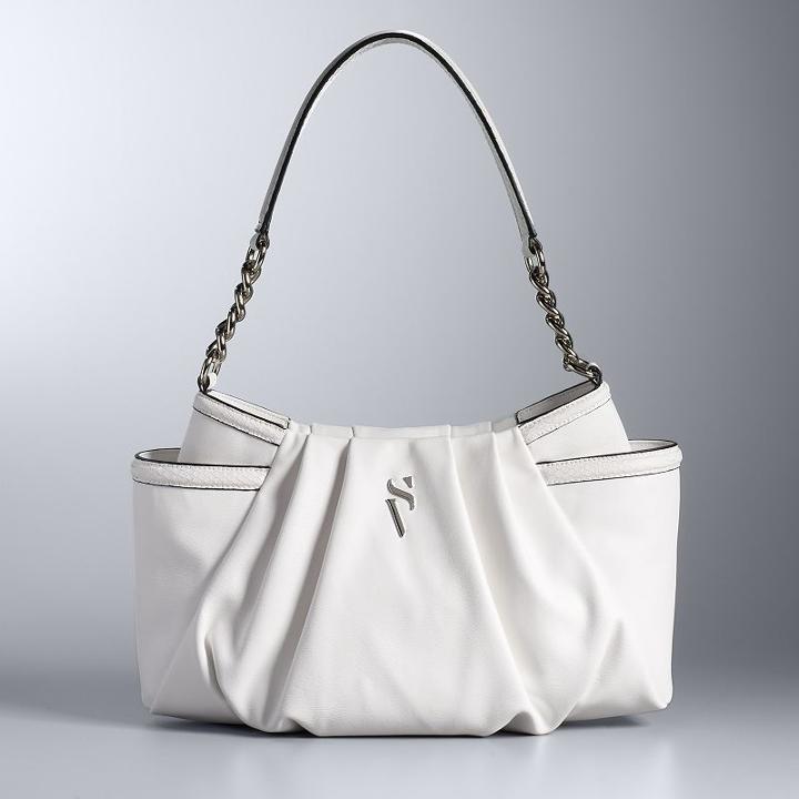 Simply Vera Vera Wang Alicia Pleated Hobo, Women's, White Oth