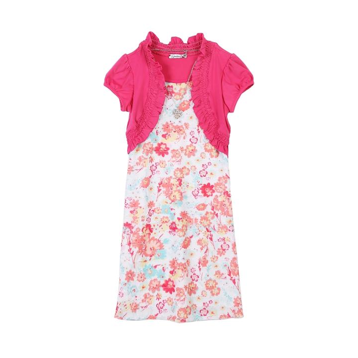 Girls 7-16 & Plus Size Speechless Mock-layered Cardigan Floral Dress With Necklace, Size: 12, Red