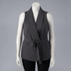 Plus Size Simply Vera Vera Wang Belted Woven Vest, Women's, Size: 1xl, Dark Grey