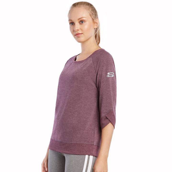 Women's Skechers Charmed French Terry Raglan Top, Size: Medium, Purple