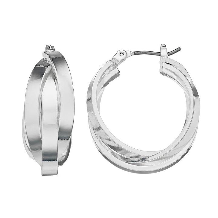 Dana Buchman Intertwined Triple Hoop Earrings, Women's, Silver