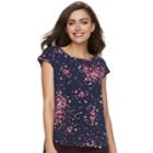 Women's Elle&trade; Printed Crepe Top, Size: Xl, Blue (navy)
