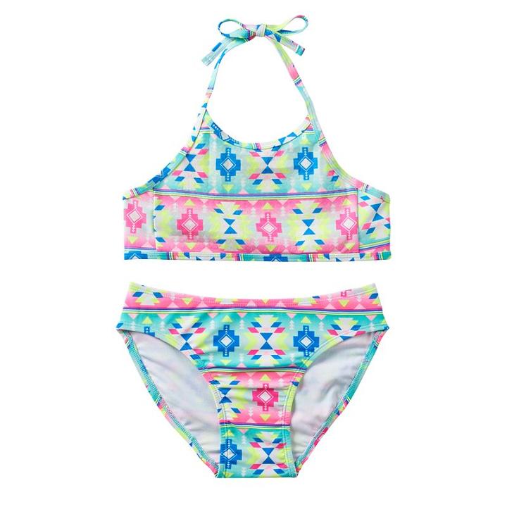 Girls 7-16 So&reg; Sequin Tribal 2-pc. Halter Bikini Swimsuit Set, Girl's, Size: L(12), Blue (navy)