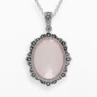 Lavish By Tjm Sterling Silver Pink Chalcedony Halo Pendant - Made With Swarovski Marcasite, Women's, Size: 18