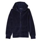 Girls 7-16 Chaps School Uniform Velour Hoodie, Size: 7, Blue (navy)