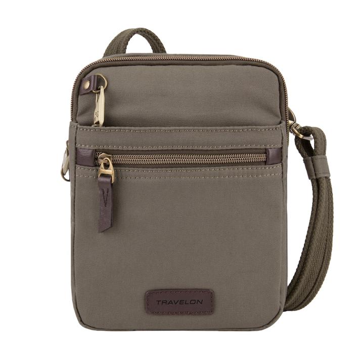 Travelon Anti-theft Courier Small Slim Bag, Adult Unisex, Beig/green (beig/khaki)