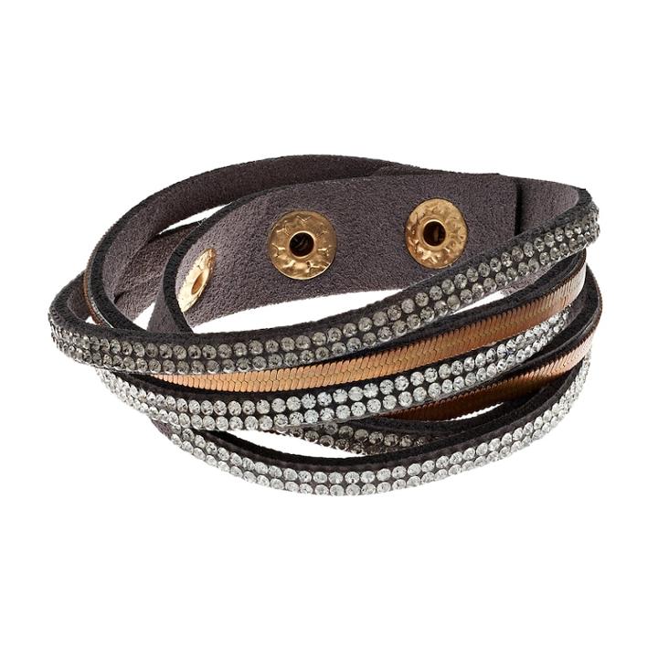 Mudd&reg; Pave Faux Leather Wrap Bracelet, Women's, Grey