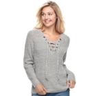 Juniors' It's Our Time Lace-up Sweater, Teens, Size: Xl, Grey Other