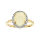 The Regal Collection 14k Gold Opal & 1/8 Carat T.w. Diamond Halo Ring, Women's, Size: 7.50, White