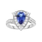 Sterling Silver Tanzanite & White Zircon Teardrop Halo Ring, Women's, Size: 9, Blue