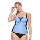 Plus Size Free Country Bust Enhancer Printed Bandeaukini Top, Women's, Size: 1xl, Med Blue