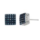 1/4 Carat T.w. Blue Diamond Sterling Silver Square Stud Earrings, Women's