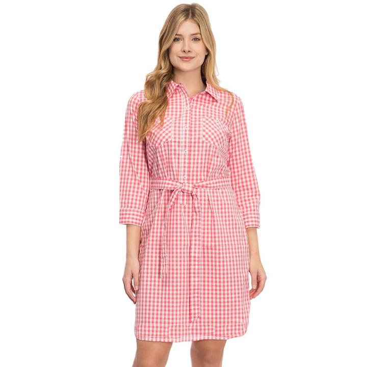 Women's Izod Shirt Dress, Size: Large, Orange