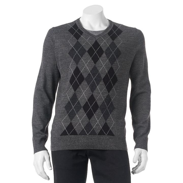 Big & Tall Apt. 9 Classic-fit Argyle Merino Sweater, Men's, Size: 3xb, Grey