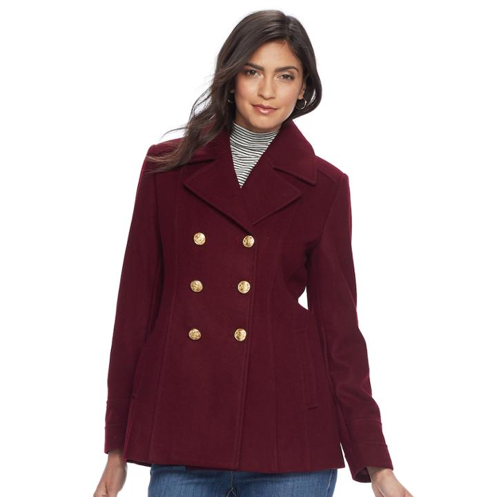 Women's Apt. 9&reg; Wool Blend Peacoat, Size: Small, Dark Grey