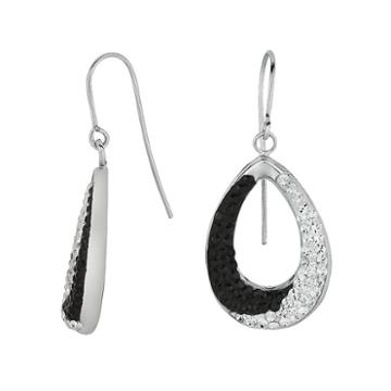 Silver On The Rocks Sterling Silver Black And White Crystal Teardrop Earrings - Made With Swarovski Crystals, Women's