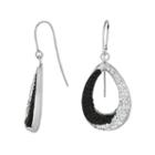 Silver On The Rocks Sterling Silver Black And White Crystal Teardrop Earrings - Made With Swarovski Crystals, Women's