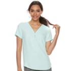 Women's Apt. 9&reg; Zipper Accent Crepe Top, Size: Medium, Light Blue