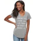 Women's Apt. 9&reg; Graphic V-neck Tee, Size: Small, Med Grey
