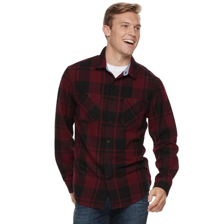 Men's Urban Pipeline® Button-down Shirt, Size: Large, Dark Pink