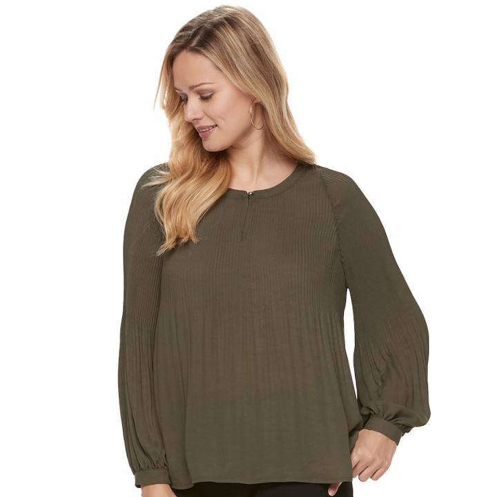 Women's Apt. 9&reg; Pleated Crepe Blouse, Size: Xxl, Green