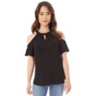 Juniors' Iz Byer High Neck Cold-shoulder Top, Teens, Size: Xs, Black