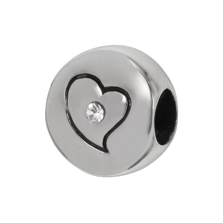 Individuality Beads Sterling Silver Crystal Heart Bead, Women's, White