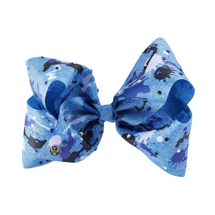Girls Jo Jo Siwa Paint Splatter Rhinestone Bow, Blue