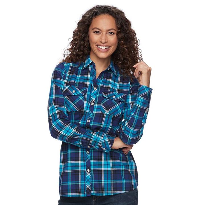 Women's Croft & Barrow&reg; Button-front Shirt, Size: Xl, Dark Blue